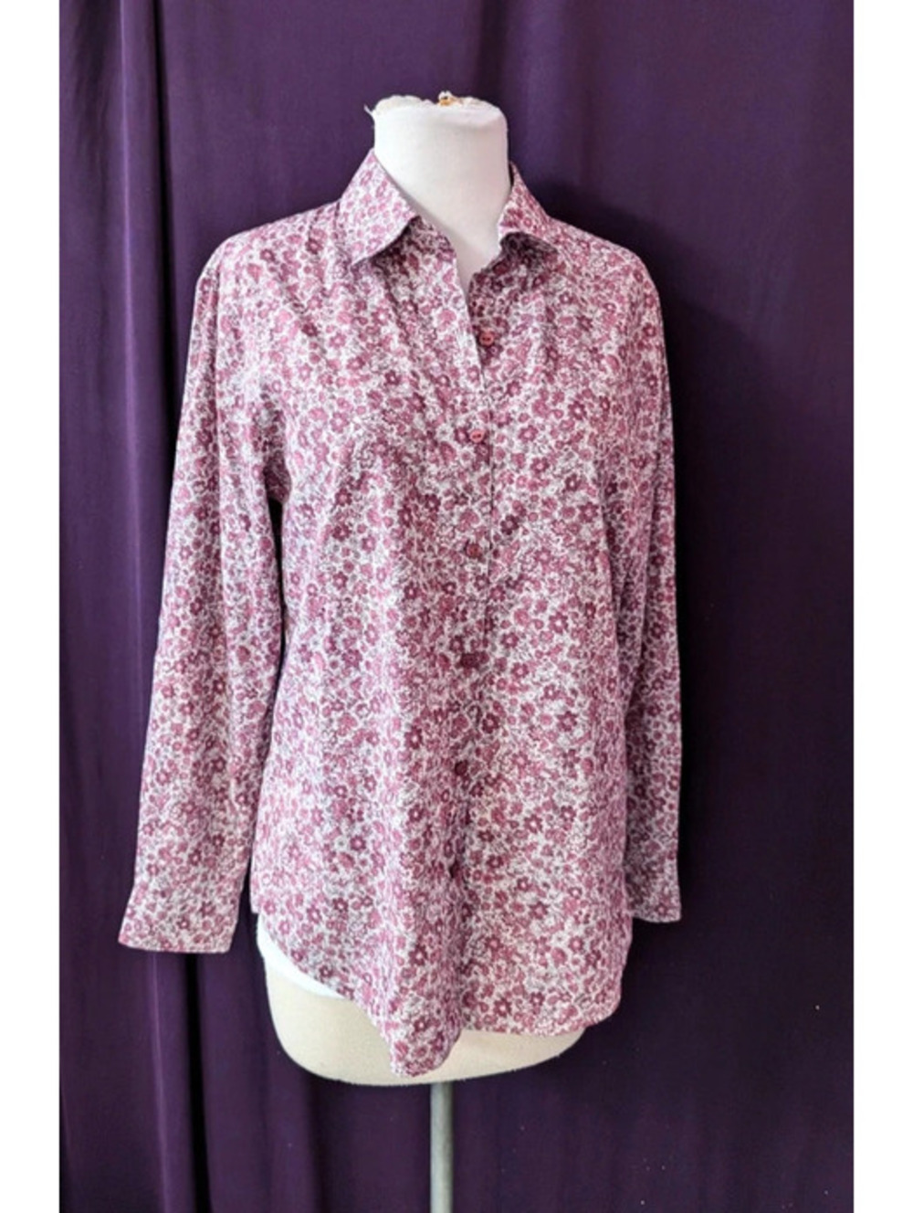 Orvis 100% Cotton Pink Floral Button Up Shirt 8 M